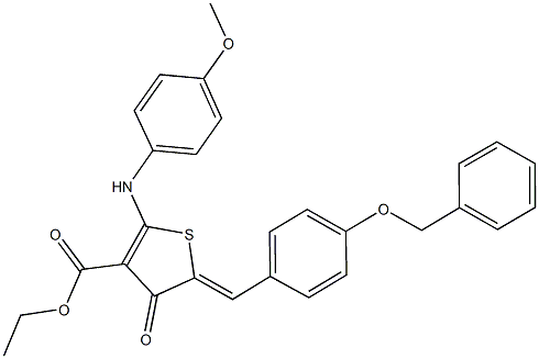 ethyl 5-[4-(benzyloxy)benzylidene]-2-(4-methoxyanilino)-4-oxo-4,5-dihydro-3-thiophenecarboxylate Struktur