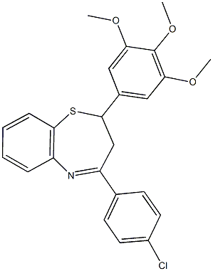4-(4-chlorophenyl)-2-(3,4,5-trimethoxyphenyl)-2,3-dihydro-1,5-benzothiazepine Struktur