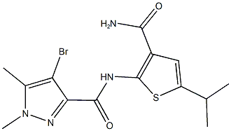N-[3-(aminocarbonyl)-5-isopropyl-2-thienyl]-4-bromo-1,5-dimethyl-1H-pyrazole-3-carboxamide Struktur
