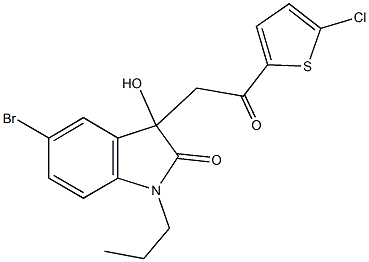 5-bromo-3-[2-(5-chloro-2-thienyl)-2-oxoethyl]-3-hydroxy-1-propyl-1,3-dihydro-2H-indol-2-one Struktur