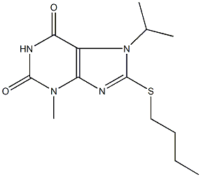 8-(butylsulfanyl)-7-isopropyl-3-methyl-3,7-dihydro-1H-purine-2,6-dione Struktur