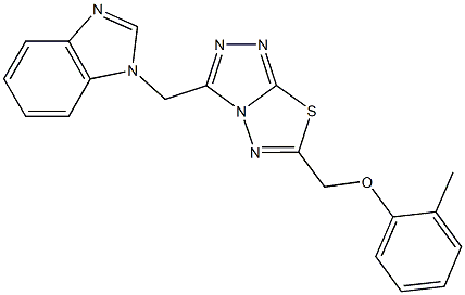 [3-(1H-benzimidazol-1-ylmethyl)[1,2,4]triazolo[3,4-b][1,3,4]thiadiazol-6-yl]methyl 2-methylphenyl ether Struktur