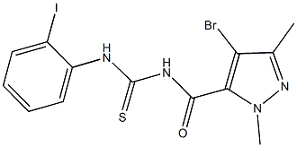N-[(4-bromo-1,3-dimethyl-1H-pyrazol-5-yl)carbonyl]-N'-(2-iodophenyl)thiourea Structure
