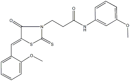 3-[5-(2-methoxybenzylidene)-4-oxo-2-thioxo-1,3-thiazolidin-3-yl]-N-(3-methoxyphenyl)propanamide Struktur