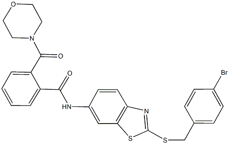 N-{2-[(4-bromobenzyl)sulfanyl]-1,3-benzothiazol-6-yl}-2-(4-morpholinylcarbonyl)benzamide Struktur