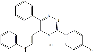 3-(4-chlorophenyl)-5-(1H-indol-3-yl)-6-phenyl-1,2,4-triazin-4(5H)-ol Struktur