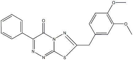 7-(3,4-dimethoxybenzyl)-3-phenyl-4H-[1,3,4]thiadiazolo[2,3-c][1,2,4]triazin-4-one Struktur