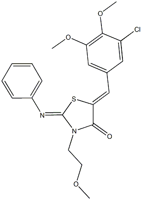 5-(3-chloro-4,5-dimethoxybenzylidene)-3-(2-methoxyethyl)-2-(phenylimino)-1,3-thiazolidin-4-one Struktur