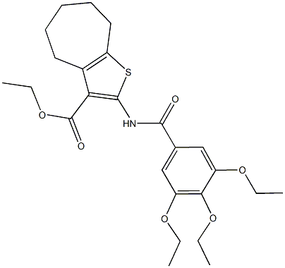 ethyl 2-[(3,4,5-triethoxybenzoyl)amino]-5,6,7,8-tetrahydro-4H-cyclohepta[b]thiophene-3-carboxylate Struktur