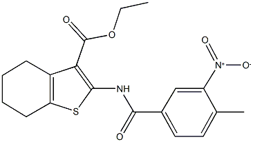 ethyl 2-({3-nitro-4-methylbenzoyl}amino)-4,5,6,7-tetrahydro-1-benzothiophene-3-carboxylate Struktur