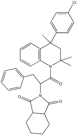 2-[1-benzyl-2-(4-(4-chlorophenyl)-2,2,4-trimethyl-3,4-dihydro-1(2H)-quinolinyl)-2-oxoethyl]hexahydro-1H-isoindole-1,3(2H)-dione Structure