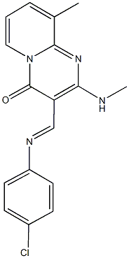 3-{[(4-chlorophenyl)imino]methyl}-9-methyl-2-(methylamino)-4H-pyrido[1,2-a]pyrimidin-4-one Struktur
