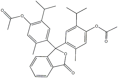 4-{1-[4-(acetyloxy)-5-isopropyl-2-methylphenyl]-3-oxo-1,3-dihydro-2-benzofuran-1-yl}-2-isopropyl-5-methylphenyl acetate Struktur