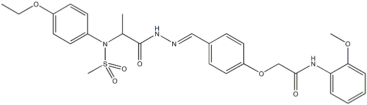2-[4-(2-{2-[4-ethoxy(methylsulfonyl)anilino]propanoyl}carbohydrazonoyl)phenoxy]-N-(2-methoxyphenyl)acetamide Struktur
