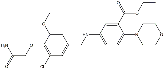 ethyl 5-{[4-(2-amino-2-oxoethoxy)-3-chloro-5-methoxybenzyl]amino}-2-(4-morpholinyl)benzoate Struktur