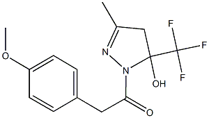 1-[(4-methoxyphenyl)acetyl]-3-methyl-5-(trifluoromethyl)-4,5-dihydro-1H-pyrazol-5-ol Struktur