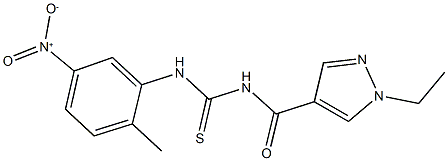 N-[(1-ethyl-1H-pyrazol-4-yl)carbonyl]-N'-{5-nitro-2-methylphenyl}thiourea Struktur
