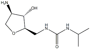 1-(((2R,3S,4R)-4-amino-3-hydroxytetrahydrofuran-2-yl)methyl)-3-isopropylurea Struktur