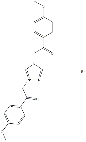 1,4-bis[2-(4-methoxyphenyl)-2-oxoethyl]-4H-1,2,4-triazol-1-ium bromide Struktur