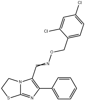 (E)-[(2,4-dichlorophenyl)methoxy]({6-phenyl-2H,3H-imidazo[2,1-b][1,3]thiazol-5-yl}methylidene)amine Struktur