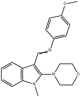 (1E)-N-(4-methoxyphenyl)-1-[1-methyl-2-(morpholin-4-yl)-1H-indol-3-yl]methanimine Structure