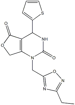 1-[(3-ethyl-1,2,4-oxadiazol-5-yl)methyl]-4-(2-thienyl)-4,7-dihydrofuro[3,4-d]pyrimidine-2,5(1H,3H)-dione Struktur