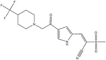 (E)-2-(methylsulfonyl)-3-(4-{2-[4-(trifluoromethyl)piperidino]acetyl}-1H-pyrrol-2-yl)-2-propenenitrile Structure