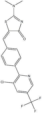 (5E)-5-({4-[3-chloro-5-(trifluoromethyl)pyridin-2-yl]phenyl}methylidene)-2-(dimethylamino)-4,5-dihydro-1,3-thiazol-4-one Struktur
