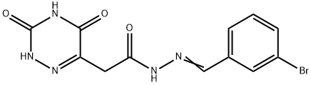 N-[(E)-(3-bromophenyl)methylideneamino]-2-(3,5-dioxo-2H-1,2,4-triazin-6-yl)acetamide Struktur
