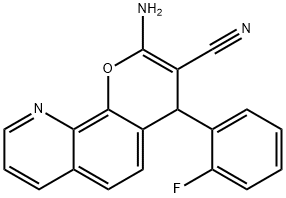 2-amino-4-(2-fluorophenyl)-4H-pyrano[3,2-h]quinoline-3-carbonitrile Struktur