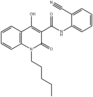 N-(2-cyanophenyl)-4-hydroxy-2-oxo-1-pentylquinoline-3-carboxamide Struktur