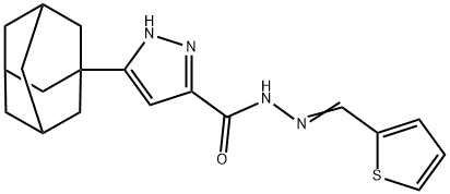 5-(1-adamantyl)-N-[(E)-thiophen-2-ylmethylideneamino]-1H-pyrazole-3-carboxamide Struktur