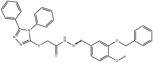 2-[(4,5-diphenyl-1,2,4-triazol-3-yl)sulfanyl]-N-[(E)-(4-methoxy-3-phenylmethoxyphenyl)methylideneamino]acetamide Struktur