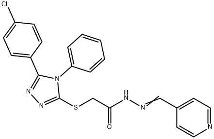 2-[[5-(4-chlorophenyl)-4-phenyl-1,2,4-triazol-3-yl]sulfanyl]-N-[(E)-pyridin-4-ylmethylideneamino]acetamide Struktur