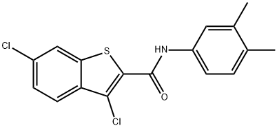 3,6-dichloro-N-(3,4-dimethylphenyl)-1-benzothiophene-2-carboxamide Struktur