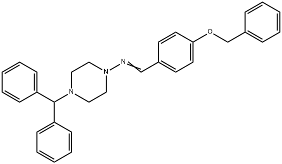 (E)-N-(4-benzhydrylpiperazin-1-yl)-1-(4-phenylmethoxyphenyl)methanimine Struktur
