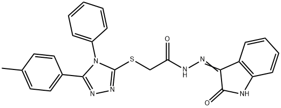 2-[[5-(4-methylphenyl)-4-phenyl-1,2,4-triazol-3-yl]sulfanyl]-N'-(2-oxoindol-3-yl)acetohydrazide Struktur