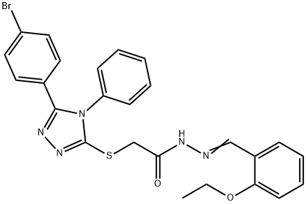 2-[[5-(4-bromophenyl)-4-phenyl-1,2,4-triazol-3-yl]sulfanyl]-N-[(E)-(2-ethoxyphenyl)methylideneamino]acetamide Struktur
