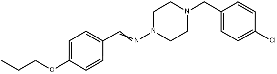 (E)-N-[4-[(4-chlorophenyl)methyl]piperazin-1-yl]-1-(4-propoxyphenyl)methanimine Struktur