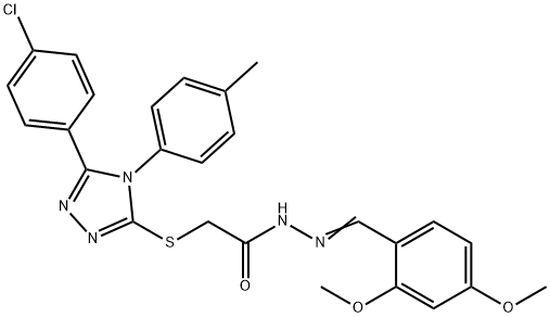 2-[[5-(4-chlorophenyl)-4-(4-methylphenyl)-1,2,4-triazol-3-yl]sulfanyl]-N-[(E)-(2,4-dimethoxyphenyl)methylideneamino]acetamide Struktur