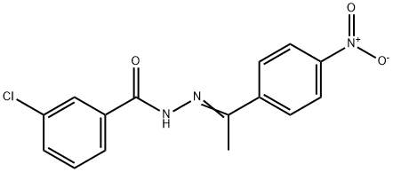 3-chloro-N-[(Z)-1-(4-nitrophenyl)ethylideneamino]benzamide Structure