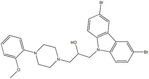 1-(3,6-dibromocarbazol-9-yl)-3-[4-(2-methoxyphenyl)piperazin-1-yl]propan-2-ol Struktur
