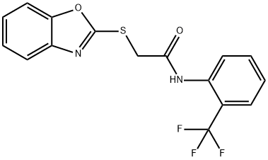 2-(1,3-benzoxazol-2-ylsulfanyl)-N-[2-(trifluoromethyl)phenyl]acetamide Struktur
