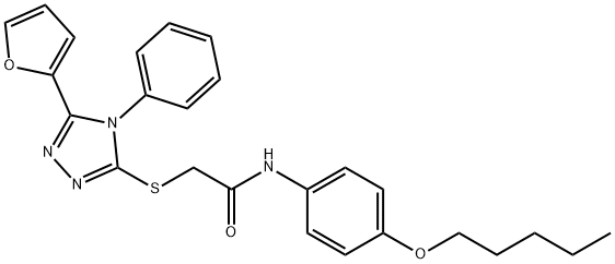 2-[[5-(furan-2-yl)-4-phenyl-1,2,4-triazol-3-yl]sulfanyl]-N-(4-pentoxyphenyl)acetamide Struktur