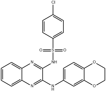 4-chloro-N-[3-(2,3-dihydro-1,4-benzodioxin-6-ylamino)quinoxalin-2-yl]benzenesulfonamide Struktur