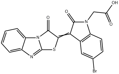 2-[(3E)-5-bromo-2-oxo-3-(1-oxo-[1,3]thiazolo[3,2-a]benzimidazol-2-ylidene)indol-1-yl]acetic acid Struktur