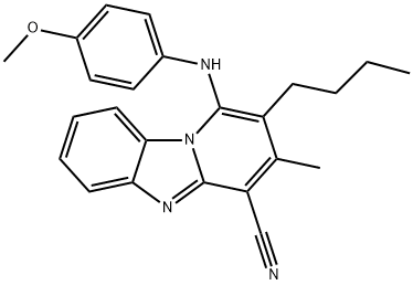 2-butyl-1-(4-methoxyanilino)-3-methylpyrido[1,2-a]benzimidazole-4-carbonitrile Struktur