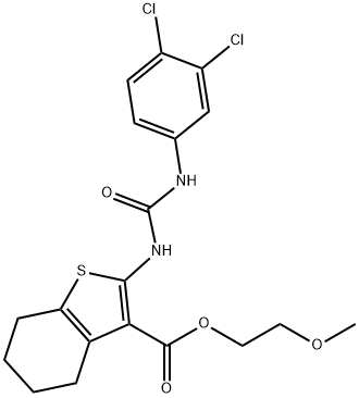 2-methoxyethyl 2-[(3,4-dichlorophenyl)carbamoylamino]-4,5,6,7-tetrahydro-1-benzothiophene-3-carboxylate Structure