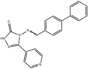 4-[(E)-(4-phenylphenyl)methylideneamino]-3-pyridin-4-yl-1H-1,2,4-triazole-5-thione Struktur