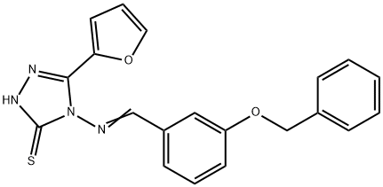 3-(furan-2-yl)-4-[(E)-(3-phenylmethoxyphenyl)methylideneamino]-1H-1,2,4-triazole-5-thione Struktur